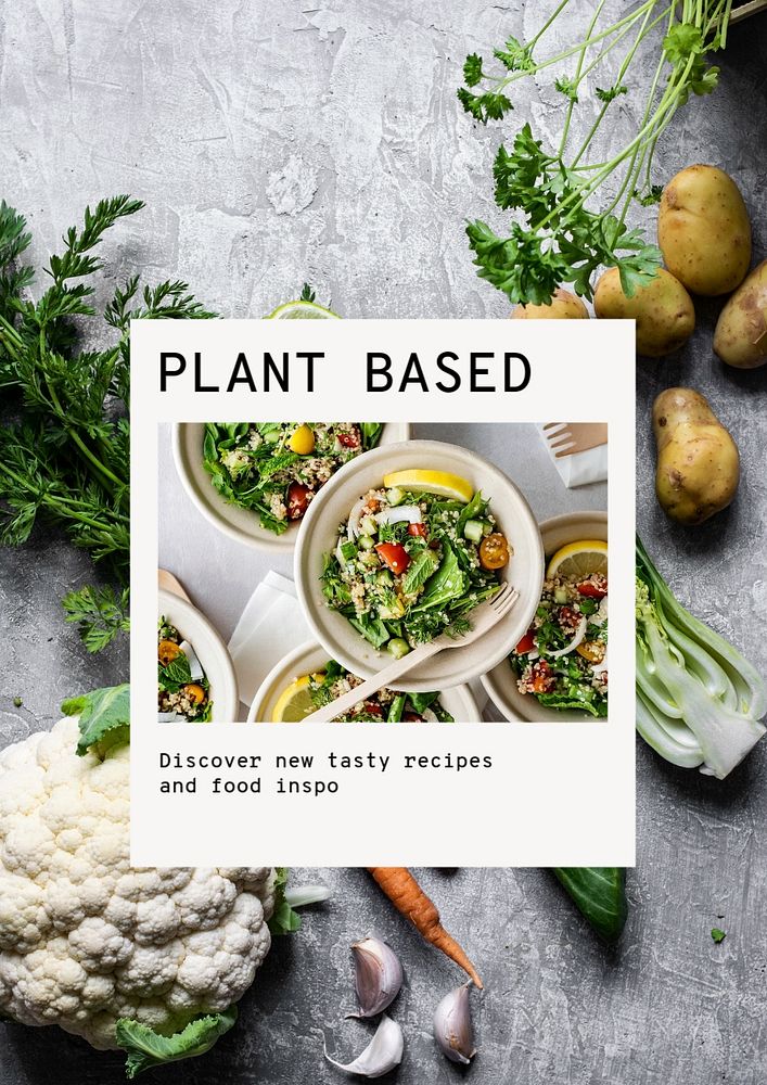 Plant based restaurant poster template, editable design