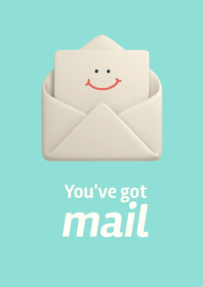 You've got mail poster template, cute notification
