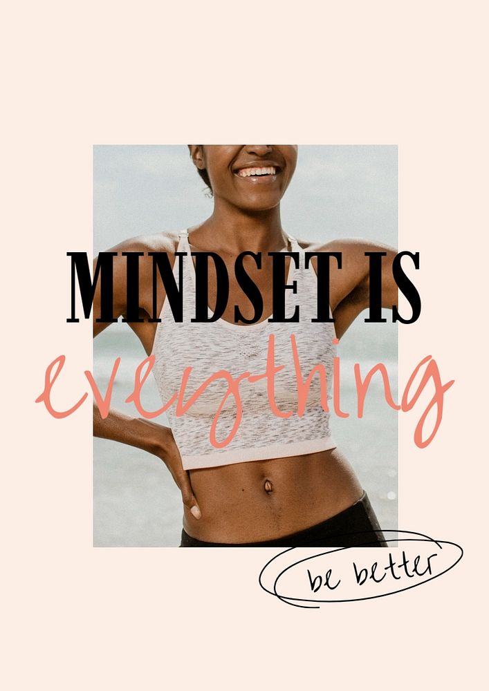 Mindset is everything poster template, wellness remix