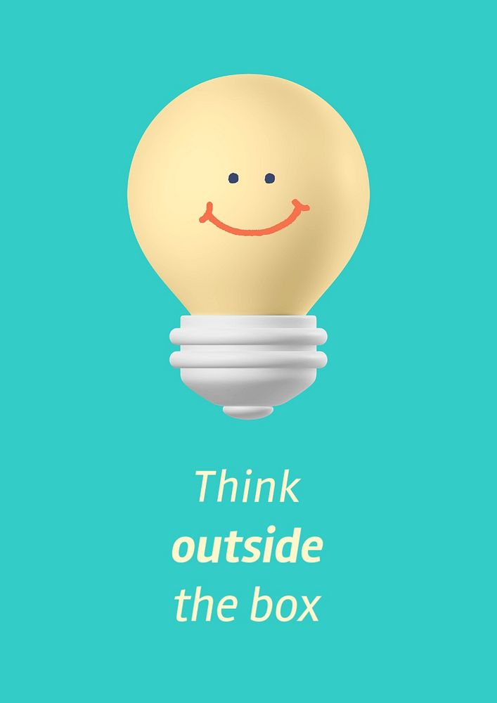 Smiling light bulb poster template, green colorful design