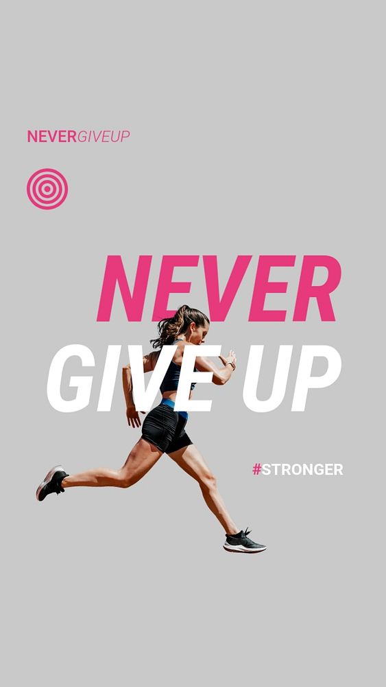 Running woman Instagram story template, sports quote