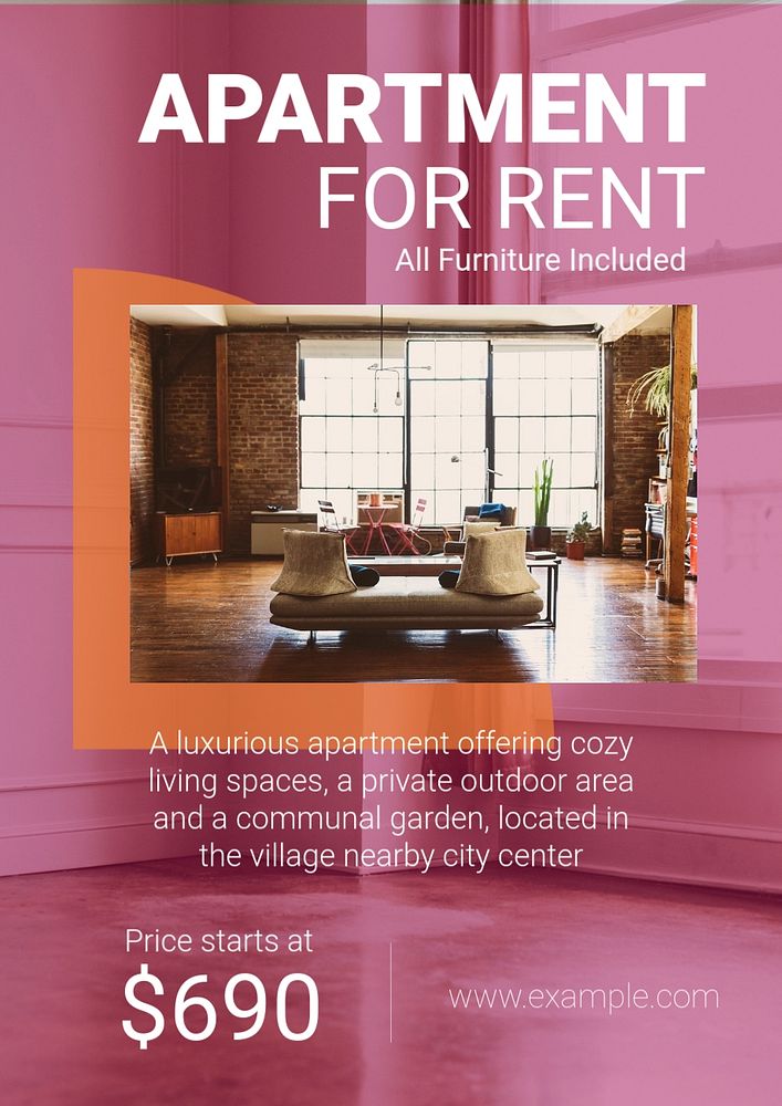 Apartment rental editable poster template design