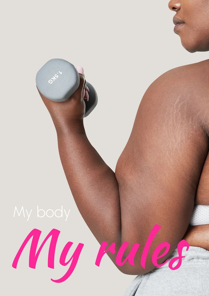 Body positivity poster template, my body, my rules