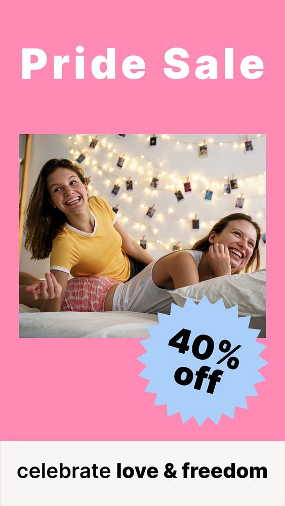Pride sale Instagram story template, shopping ad campaign