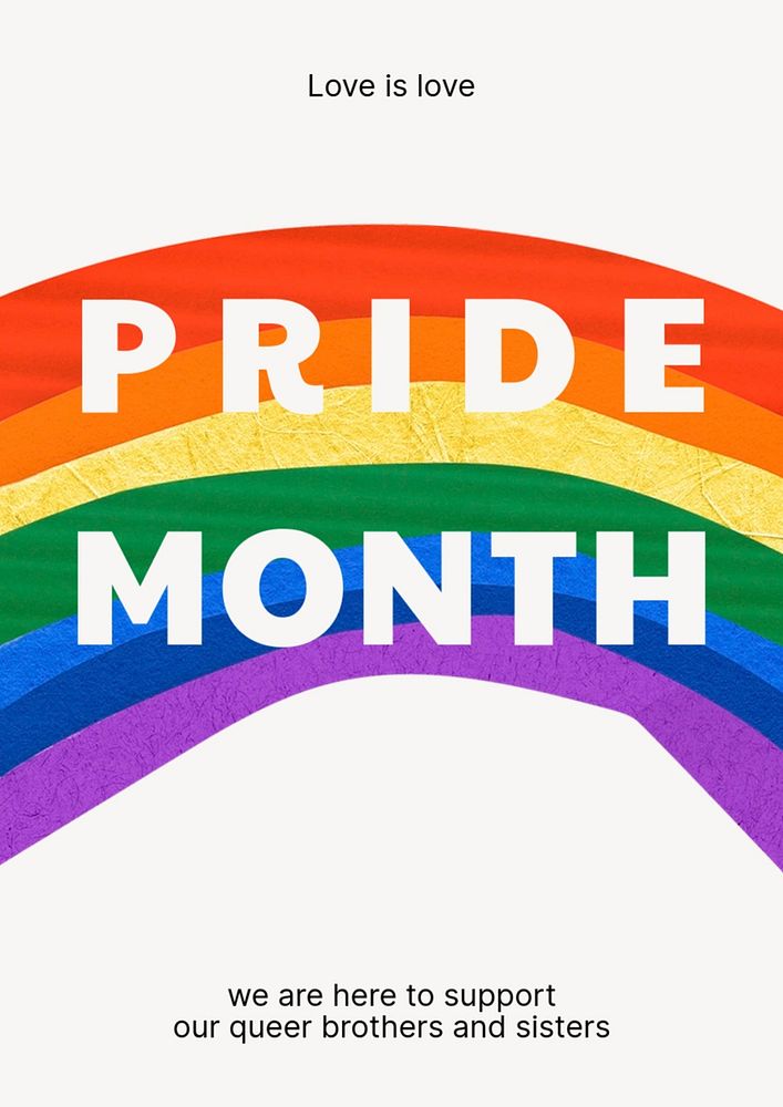 Pride month rainbow poster template, LGBTQ community support campaign