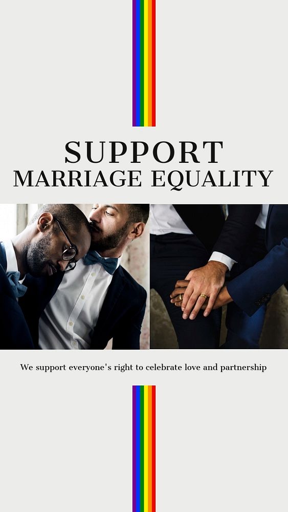 Marriage equality Instagram story template, gay rights campaign