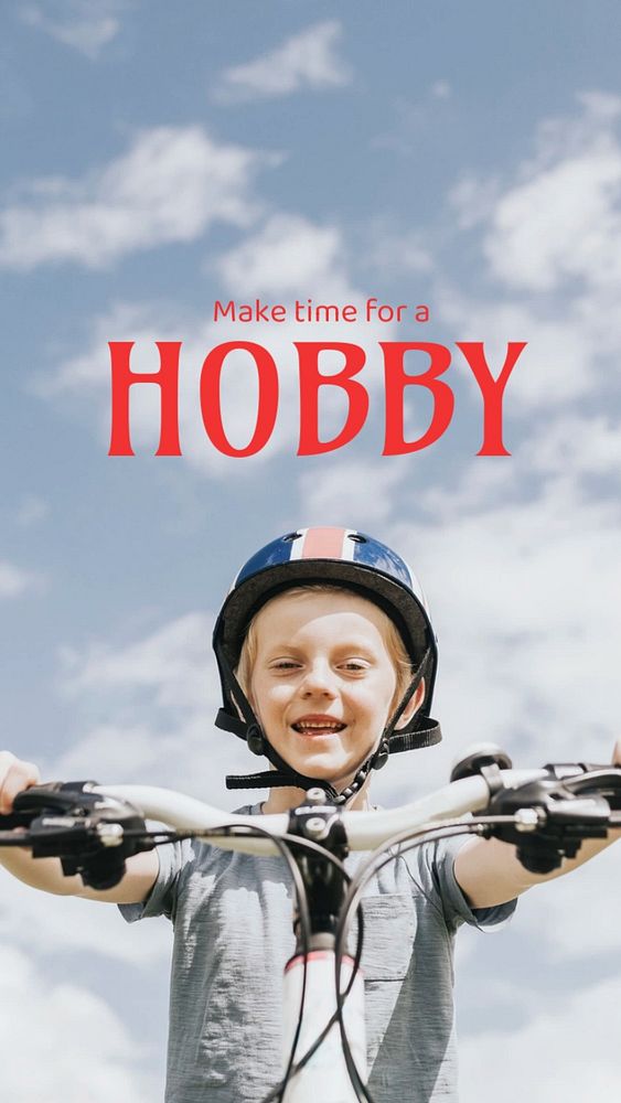 Biking hobby Instagram story template, kid design