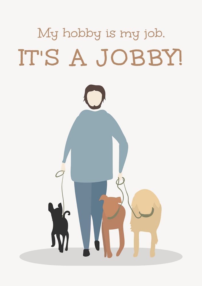 Dog walker poster template, editable hobby design