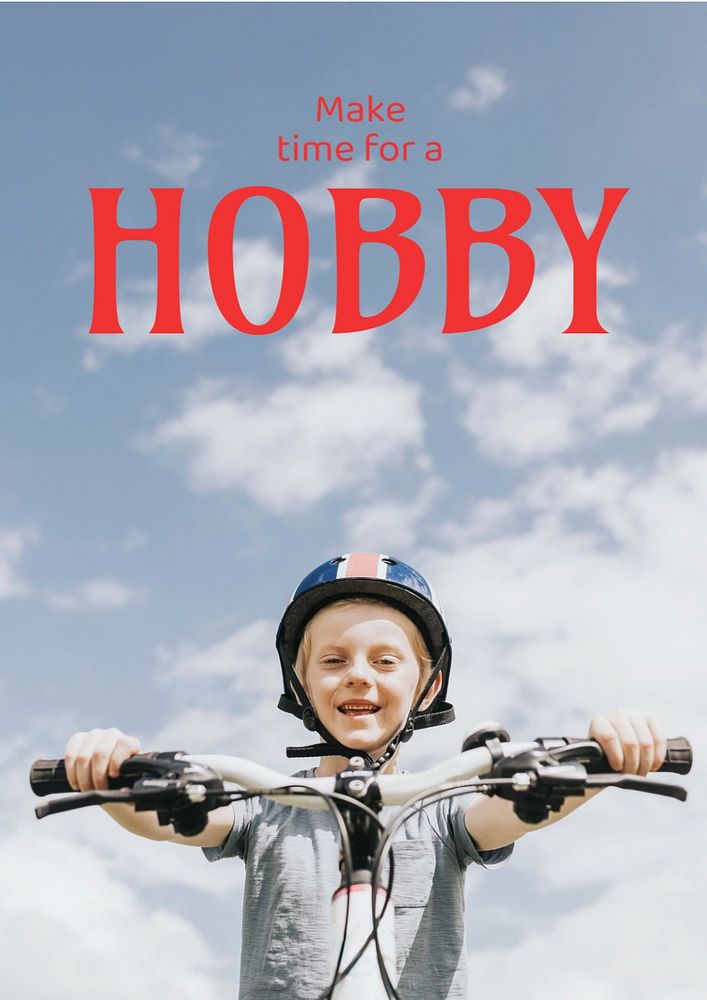 Biking hobby poster template, kid design