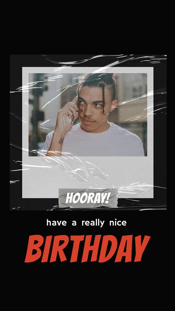 Instant film Instagram story template, birthday greeting card