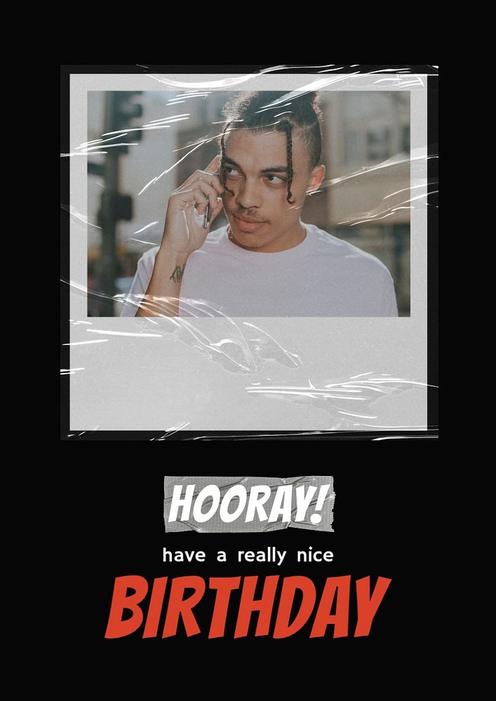 Instant film poster template, birthday greeting card