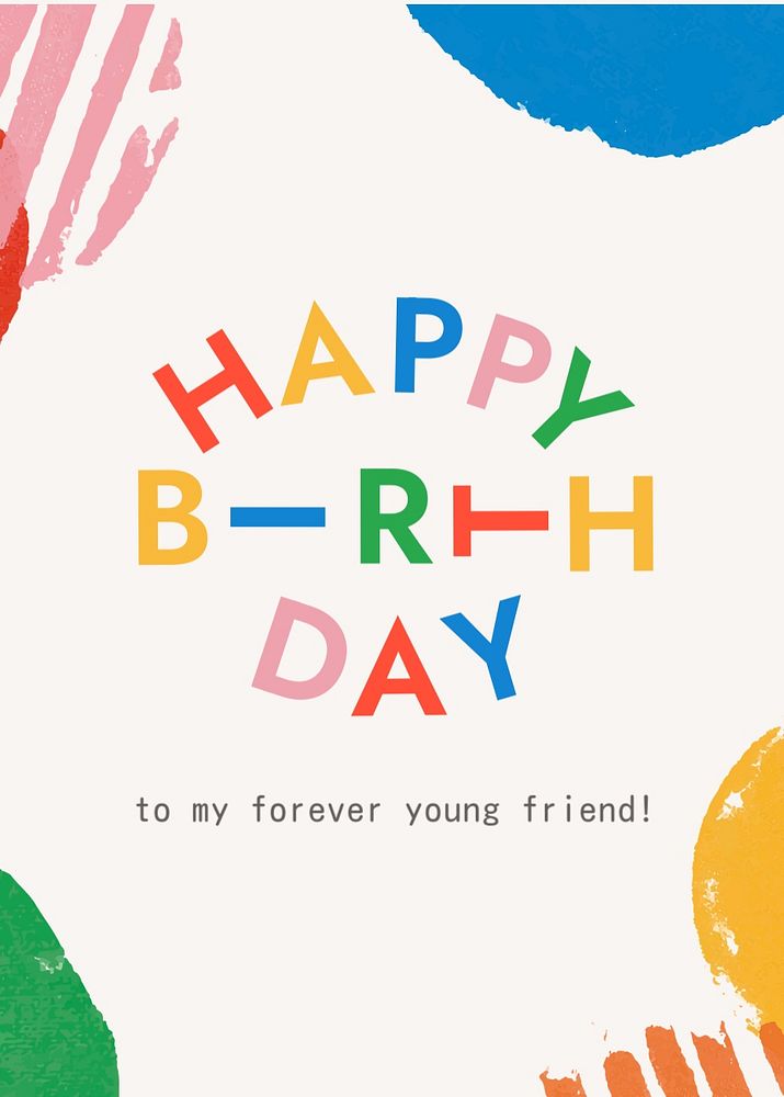 Birthday greeting poster template, colorful typography