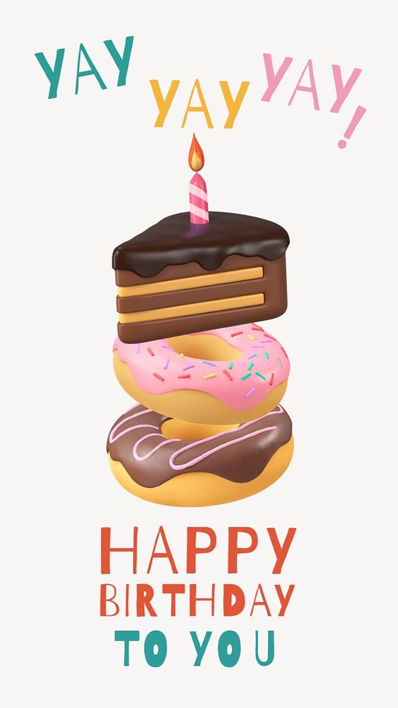 Birthday cake Instagram story template, cute greeting card