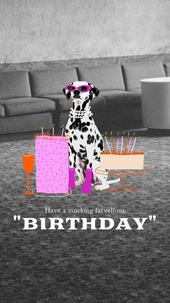 Dog birthday Instagram story template, cute pet photo