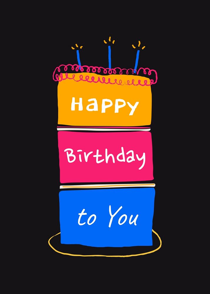 Birthday cake doodle poster template