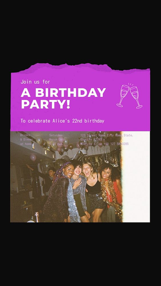 Birthday party Instagram story template, celebration photo