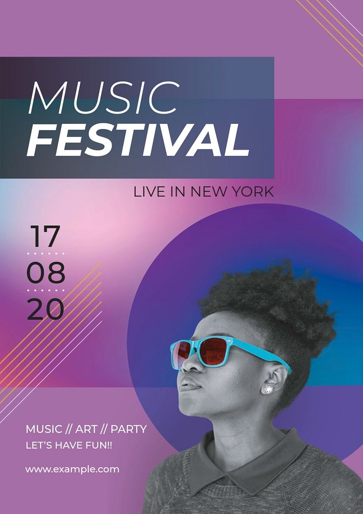 Music festival poster template, colorful modern design
