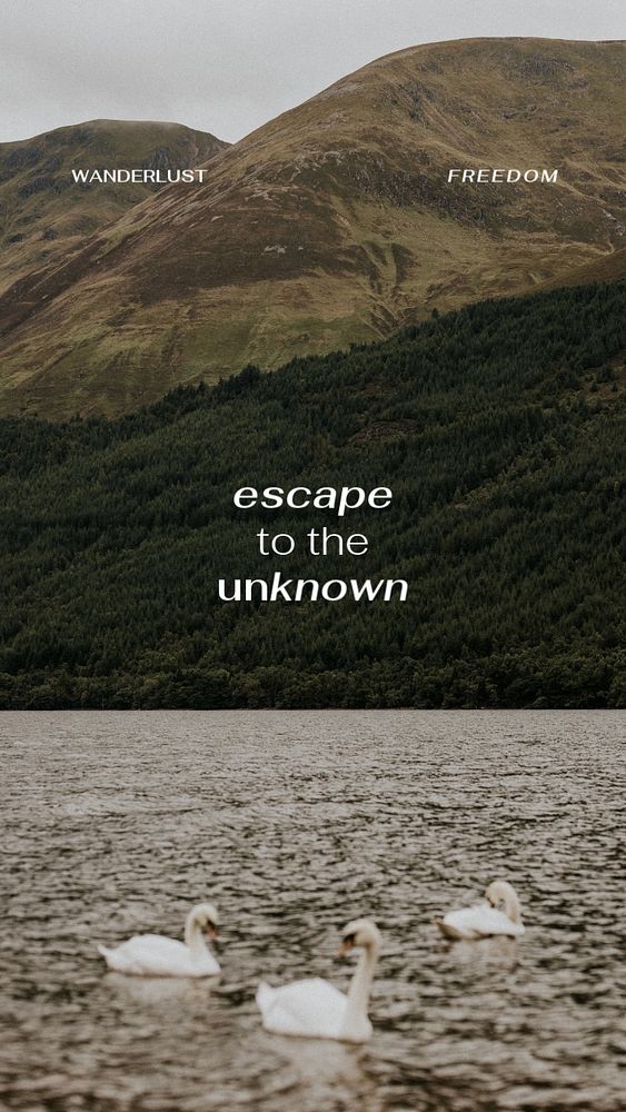 Lake travel Instagram story template, editable quote