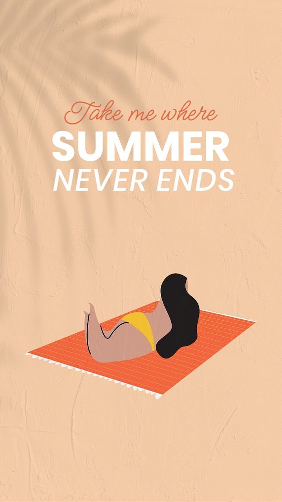 Summer travel Instagram story template, woman sunbathing