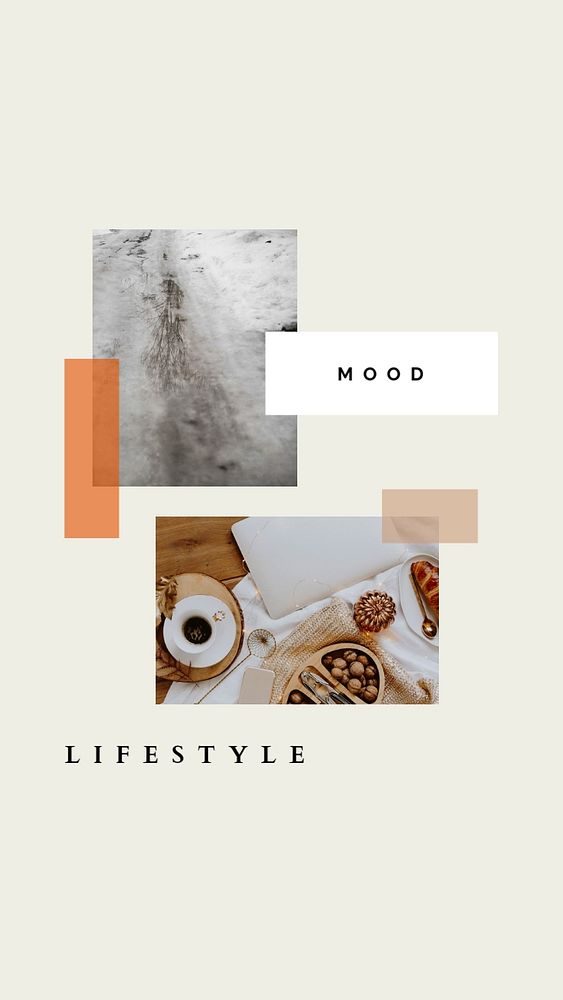 Photo collage instagram story template, autumn aesthetic