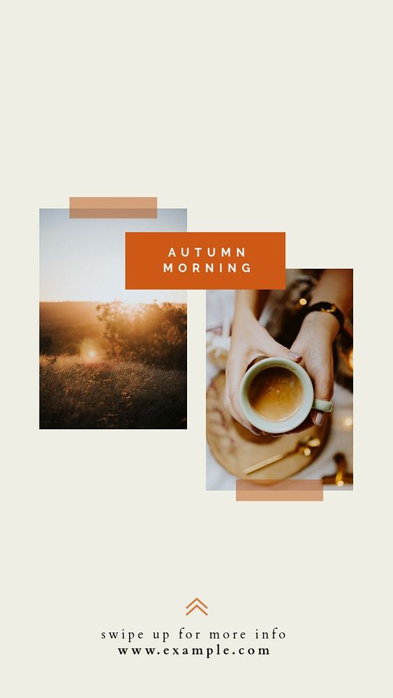 Photo collage instagram story template, fall aesthetic