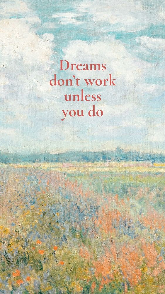 Nature illustration Instagram story template, editable quote, Claude Monet's painting remixed by rawpixel