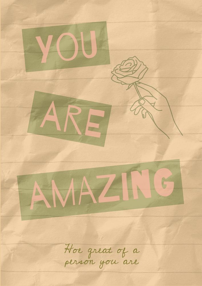 Inspirational editable poster template, wrinkled paper design