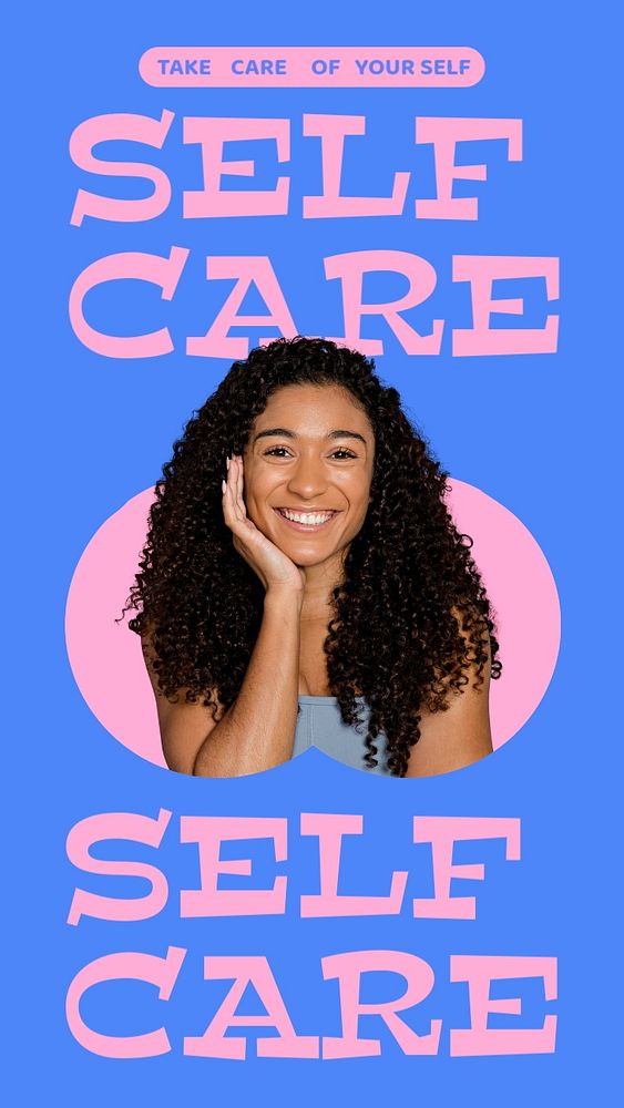 Self-care Facebook story template, blue design