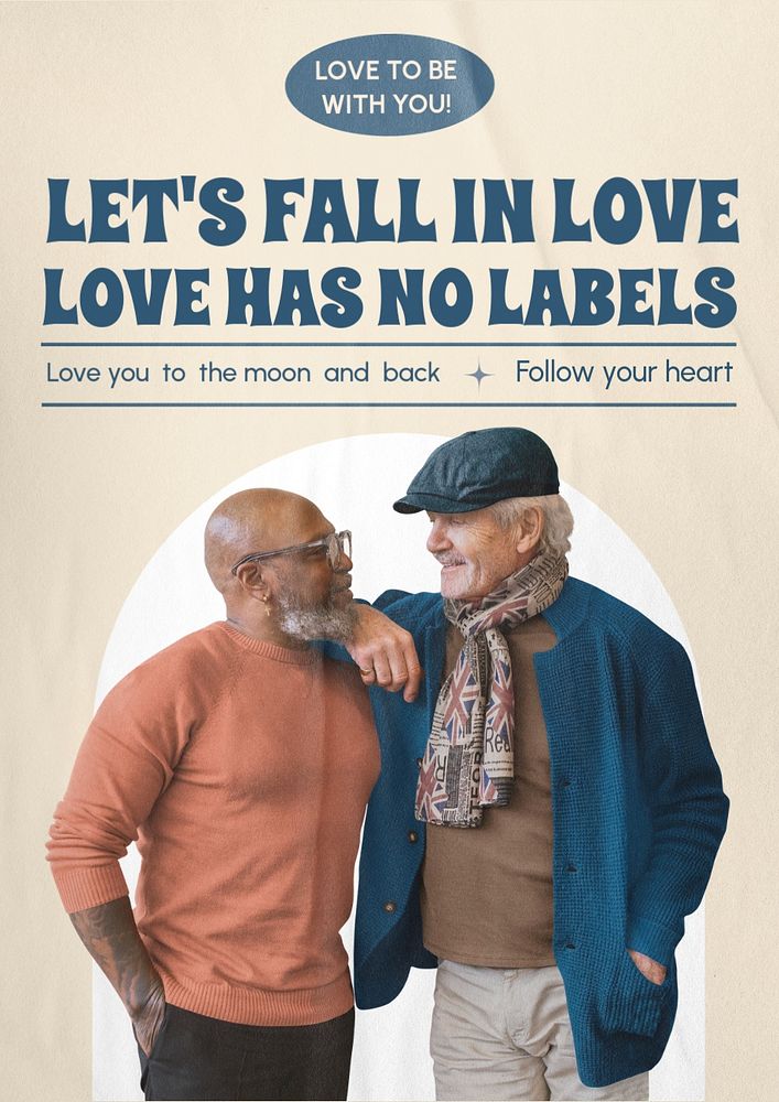 Gay pride poster template, wrinkled paper texture design