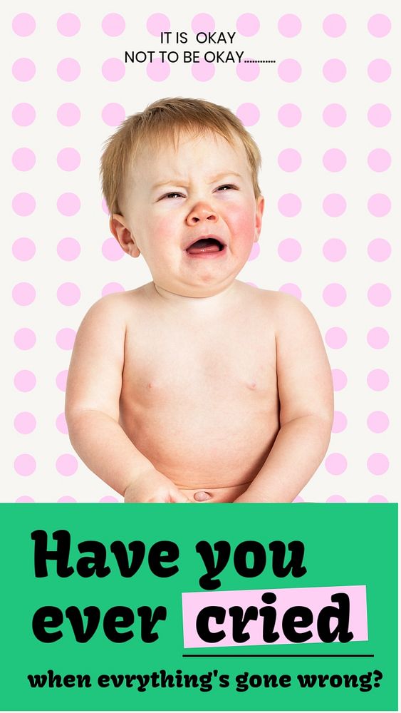 Mental health Instagram story template, crying baby design