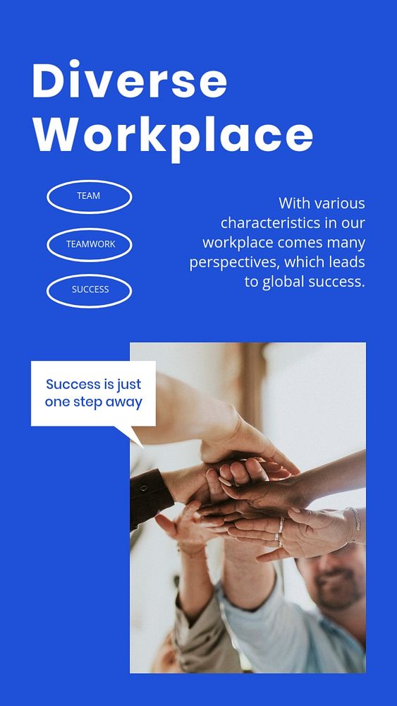 Diverse workplace Instagram story template, blue modern design