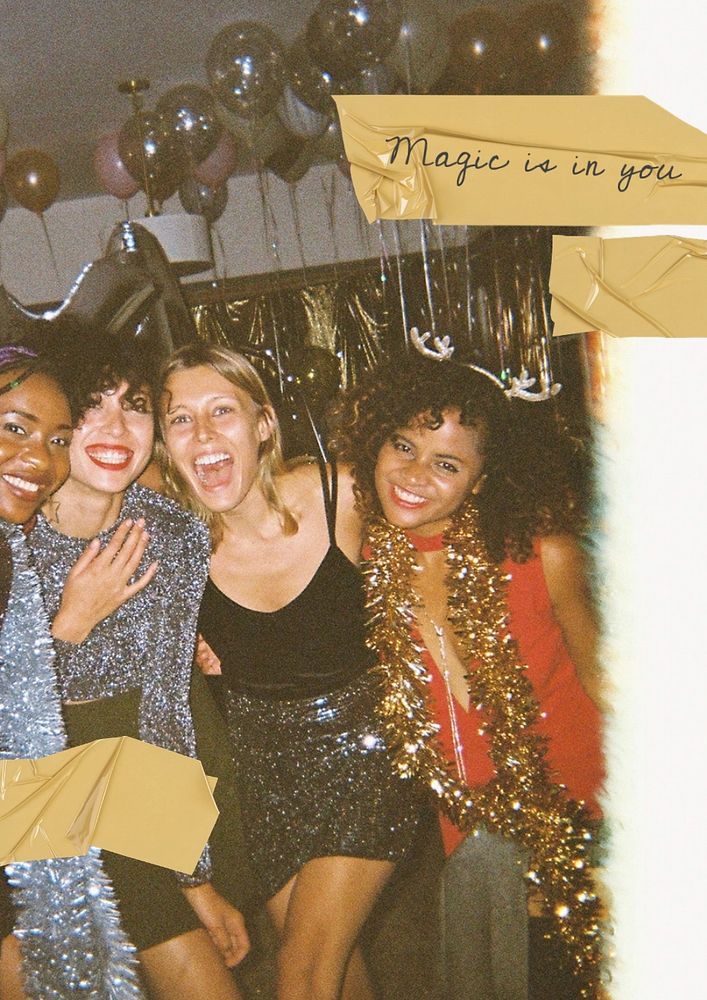 Party people poster editable template, girl squad aesthetic