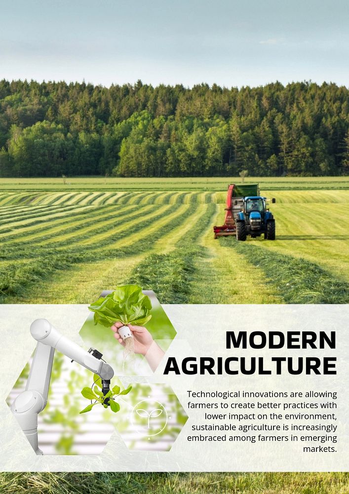 Modern agriculture  poster template,  farming industry design