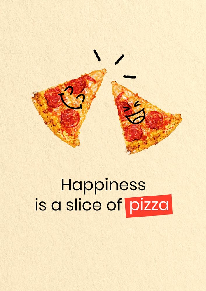 Cute pizza poster template, editable design