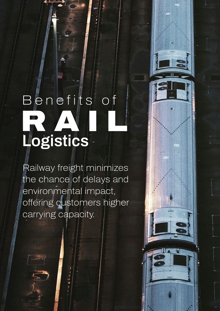 Rail logistics poster template,  industry editable design 