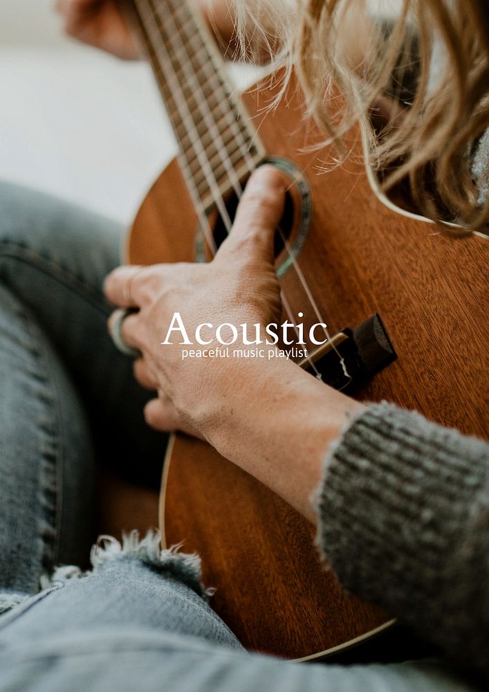 Acoustic music poster template, editable text