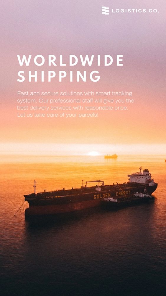 Worldwide shipping Instagram story template, industry editable design