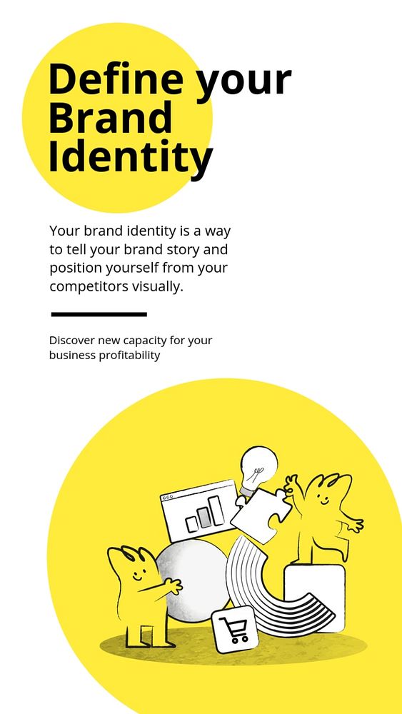 Brand identity Instagram story template, business doodle