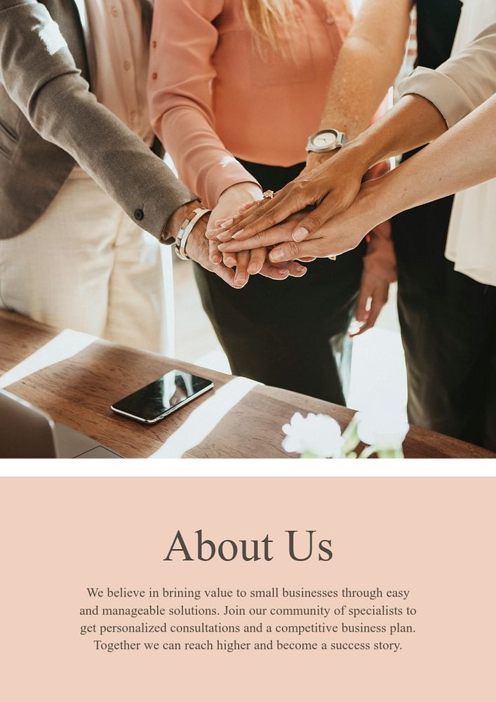 Pink business poster editable template, about us topic
