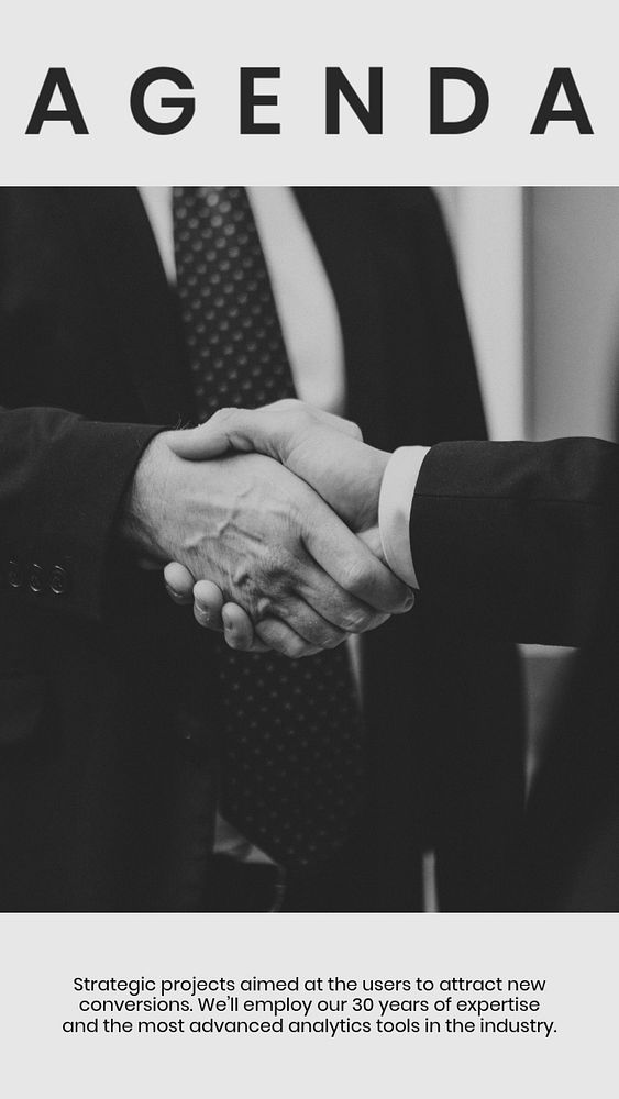 Business agenda Instagram story template, businessmen shaking hands photo