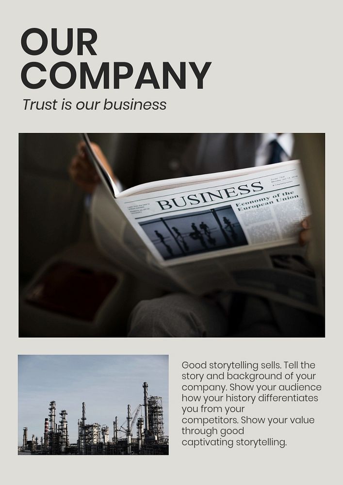 Our company poster editable template, industrial business