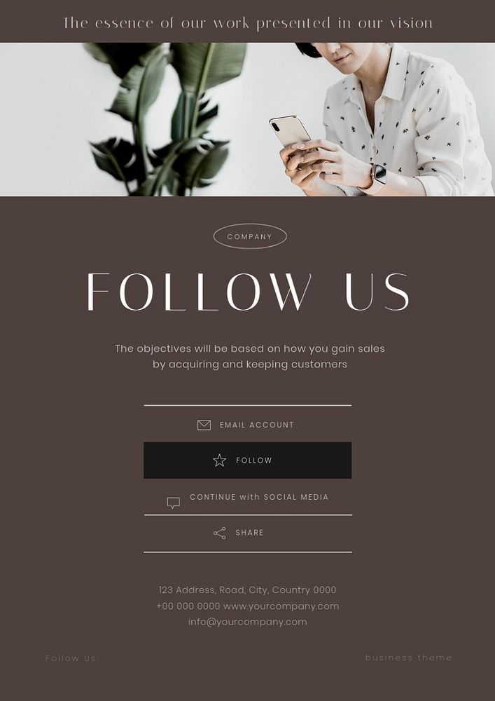 Follow us poster editable template, business advertisement