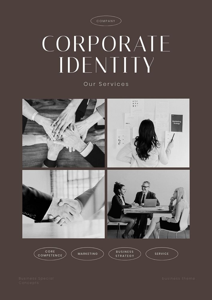 Corporate identity poster editable template, brown aesthetic 