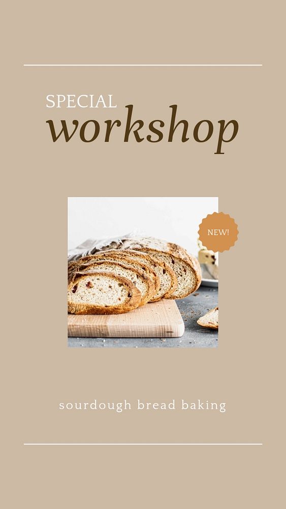 Baking workshop Facebook story template, editable brown design