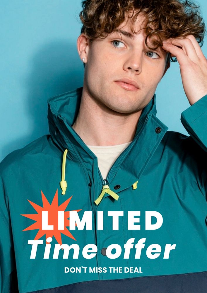 Fashion sale poster editable template, limited time offer