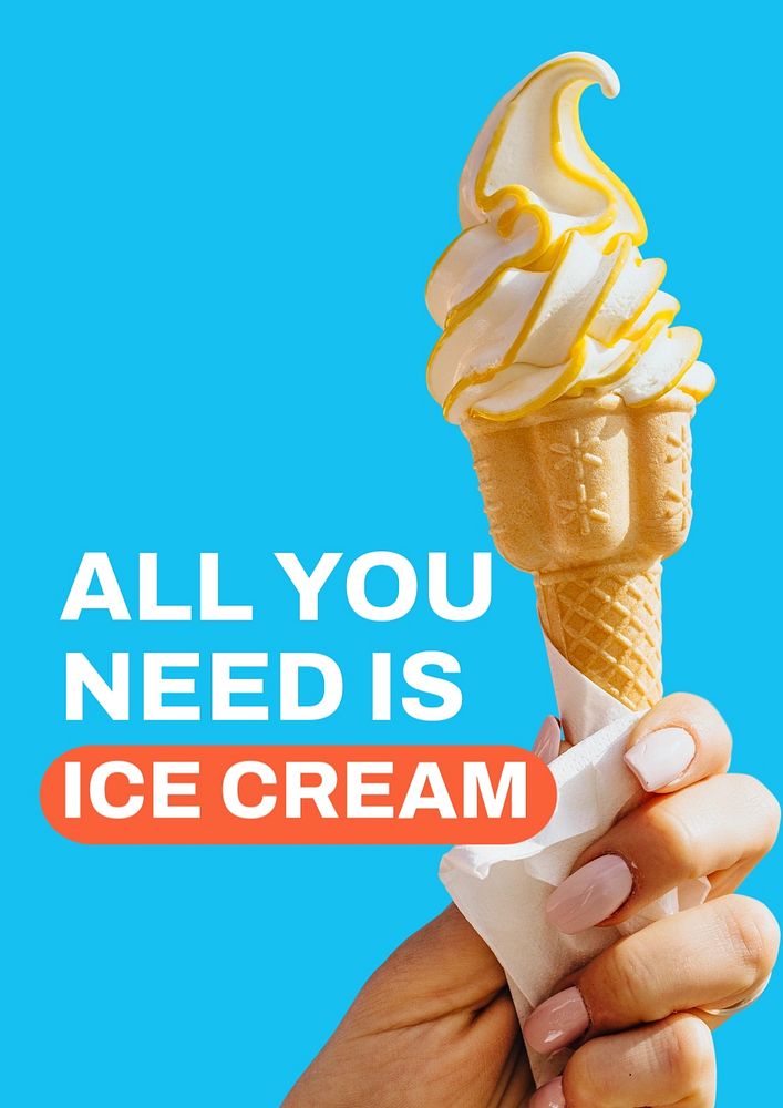 Soft serve poster editable template, food quote