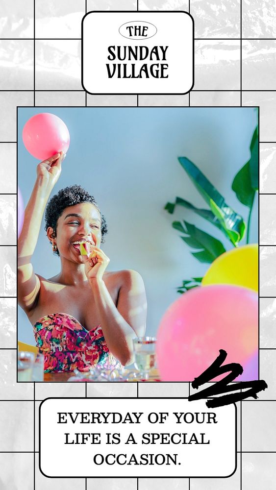 Party aesthetic Instagram story template, Y2K grid design