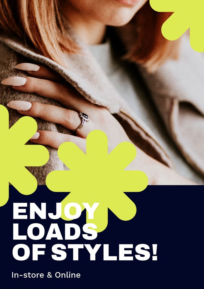 Fashion memphis poster editable template, shopping ad