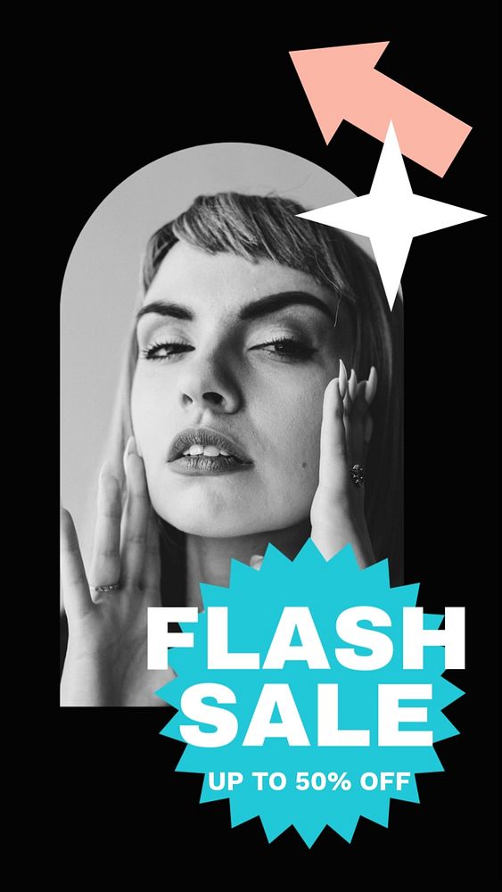 Flash sale Instagram story template, fashion, shopping ad