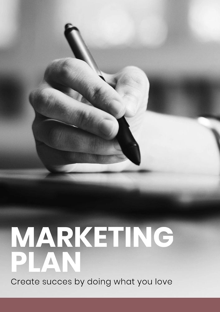 Marketing plan poster editable template, modern design